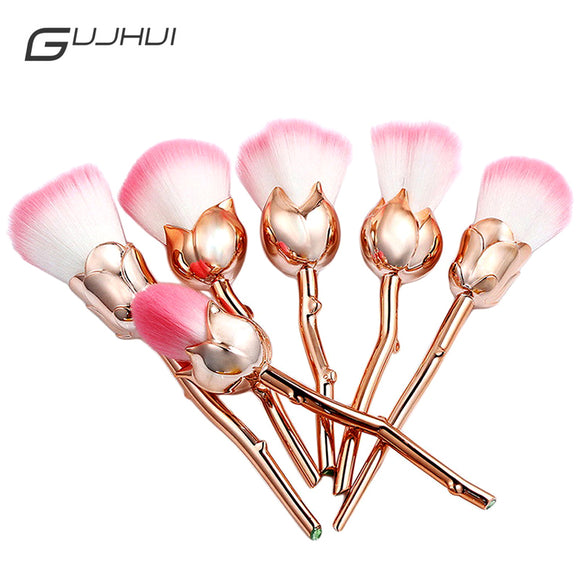 6pcs/sets Professional New Rose Flower Makeup Brushes Sets