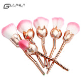6pcs/sets Professional New Rose Flower Makeup Brushes Sets