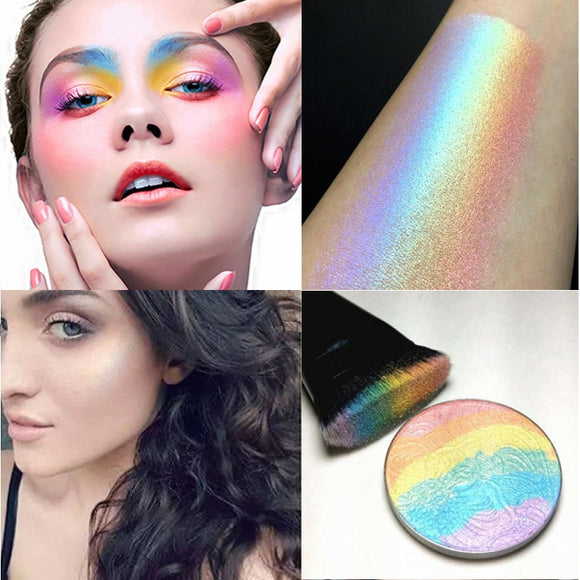Brand Blush Makeup Highlighter Face Powder Colorete Women Beauty Make Up Rainbow Highlighter Blush Powder Maquillage