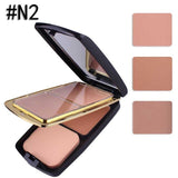 MISS ROSE Natural Double Layer Contour Concealer Pressed Powder with Puff Cosmetic Long Lasting Oil-control Powder Palette Kits