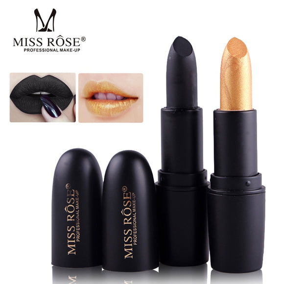 MISS ROSE New Black Gold Matte Shimmer Lipstick