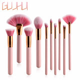 10pcs/lots Pink Color Wood Handle Makeup Brush