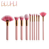 10pcs/lots Pink Color Wood Handle Makeup Brush