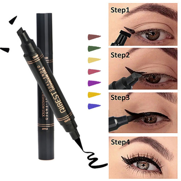 12Color Eyeliner Pencil Pigment Long Lasting Eye Liner Waterproof Eyes Makeup Seal Stamp Eyeliner Cosmetics Pen Black Brown Blue