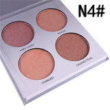 4 Colors Trimming Grooming Powder Blush Contour Bronzer Highlighter Makeup Powder Brighten Face Contouring Shade Palette