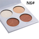 4 Colors Trimming Grooming Powder Blush Contour Bronzer Highlighter Makeup Powder Brighten Face Contouring Shade Palette