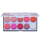 POPFEEL 10 Color Blush Palette The Rouge Tray Brighten Orange Pink Naturally Delicate Gentle Face Cream Blush Contour Makeup Set