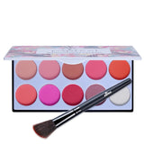 POPFEEL 10 Color Blush Palette The Rouge Tray Brighten Orange Pink Naturally Delicate Gentle Face Cream Blush Contour Makeup Set
