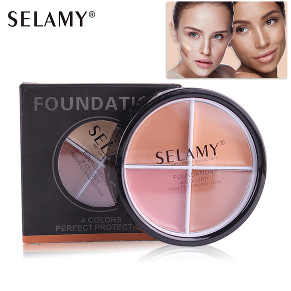 Brand SELAMY Pro 4 Color Waterproof Makeup Concealer Palette Foundation Base Pores Cover Brightener Face Concealer Cream