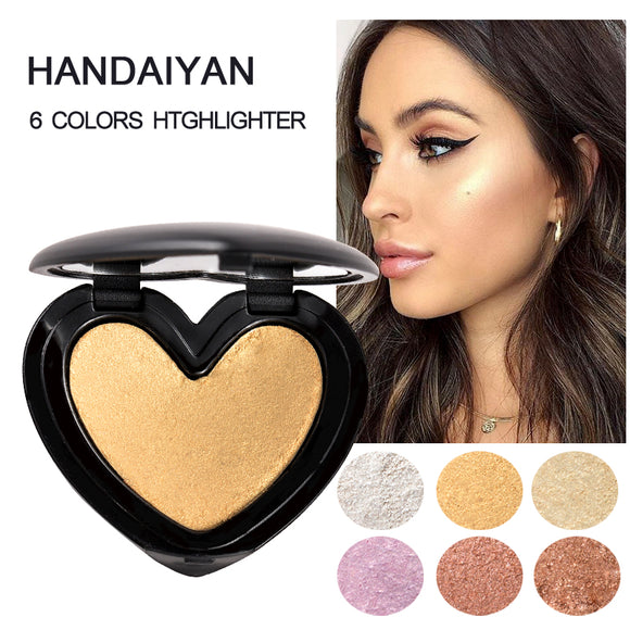 HANDAIYAN Brand Professional Shimmer Glitter Highlighter Powder Palette Bronzer Makeup Cosmetics Metallic Highlighter